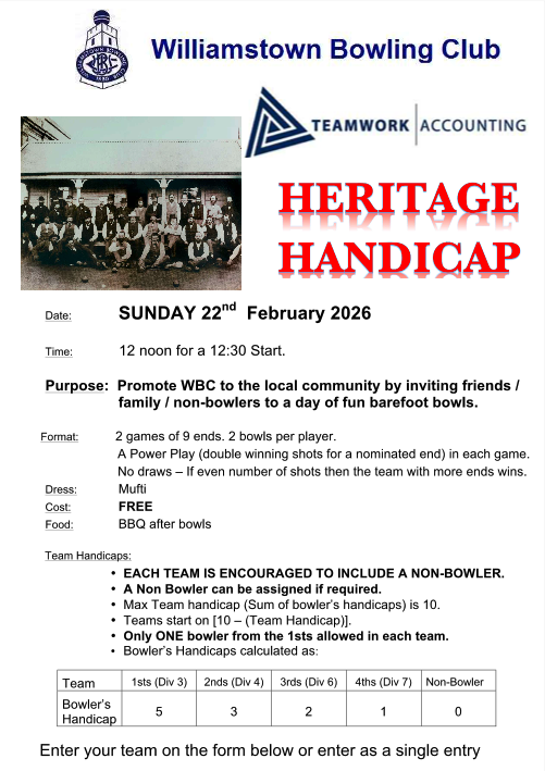 Heritage Day Bowls 2026