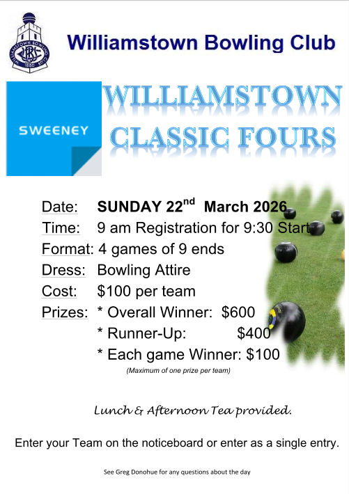 Williamstown Classic Fours flyer